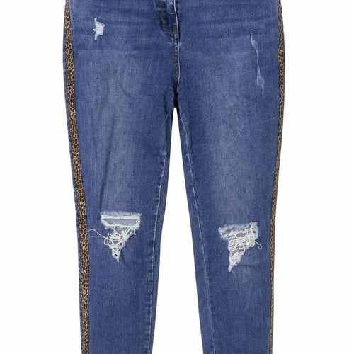 Preworn Womens Blue Cotton Skinny Jeans Size 10 Slim Button