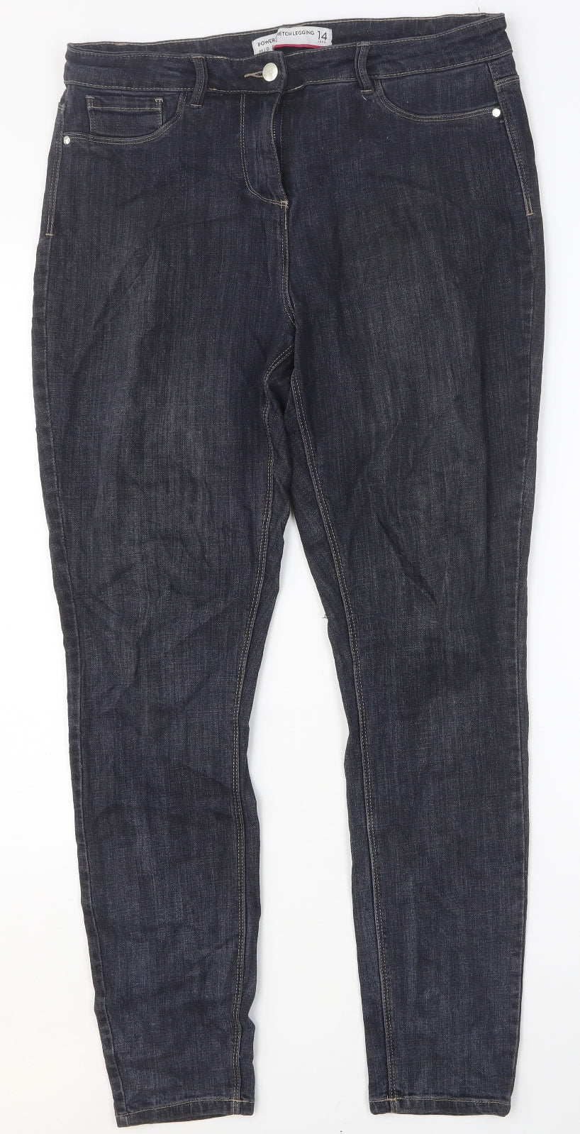 NEXT Womens Blue Cotton Skinny Jeans Size 14 Regular Zip