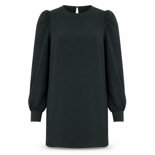 Front view of H&M women’s green polyester shift, size S, round neck button