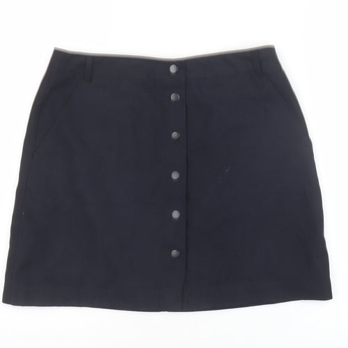 New Look Womens Blue Polyester A-Line Skirt Size 10 Snap