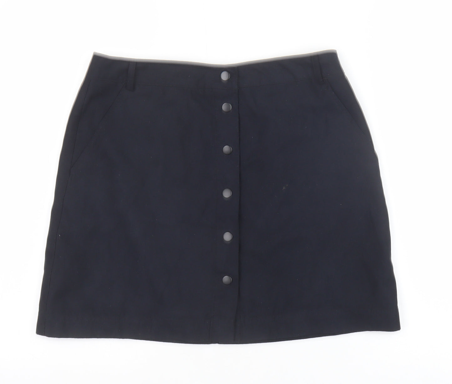 New Look Womens Blue Polyester A-Line Skirt Size 10 Snap