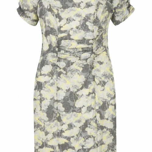 Marks and Spencer Womens Grey Floral Polyester Pencil Dress Size 10 Boat Neck Button