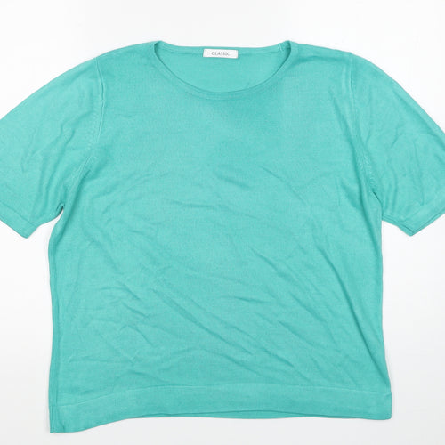 Classic Womens Blue Round Neck Acrylic Pullover Jumper Size 14 Pullover