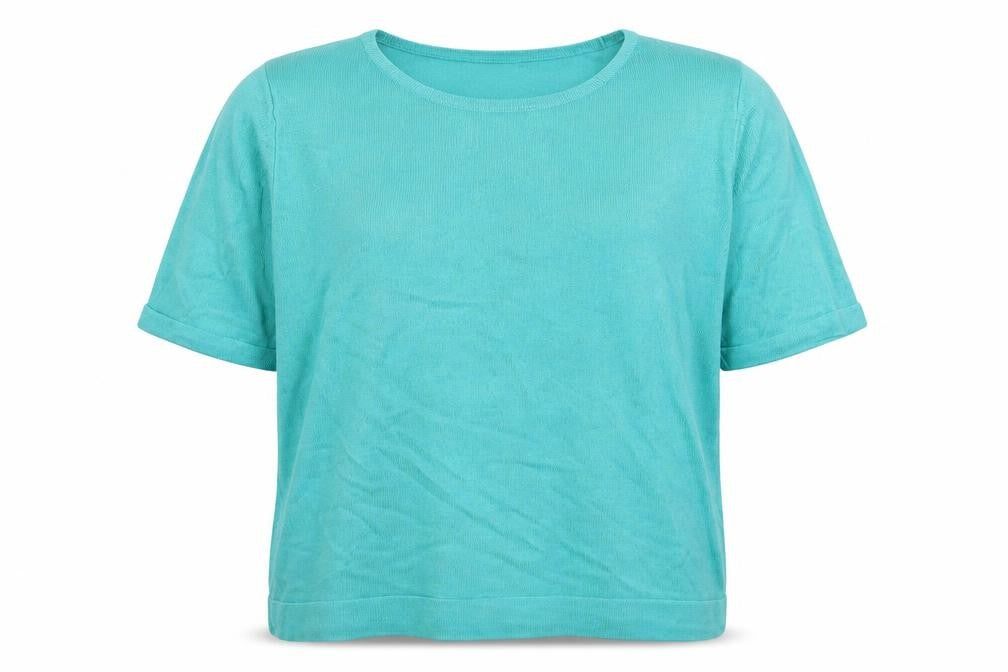 Front view of Classics women’s blue round neck acrylic jumper, size UK 14, pullover