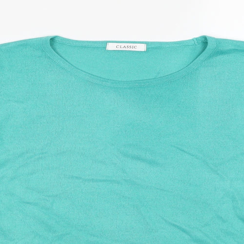 Classic Womens Blue Round Neck Acrylic Pullover Jumper Size 14 Pullover
