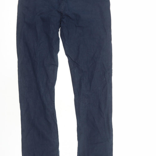 Zara Mens Blue Cotton Trousers Size L Regular Zip