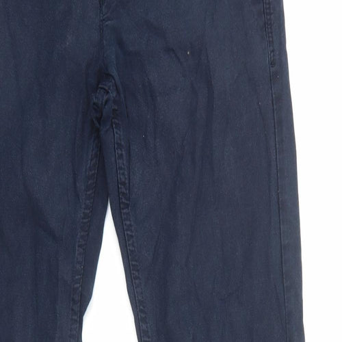 Zara Mens Blue Cotton Trousers Size L Regular Zip