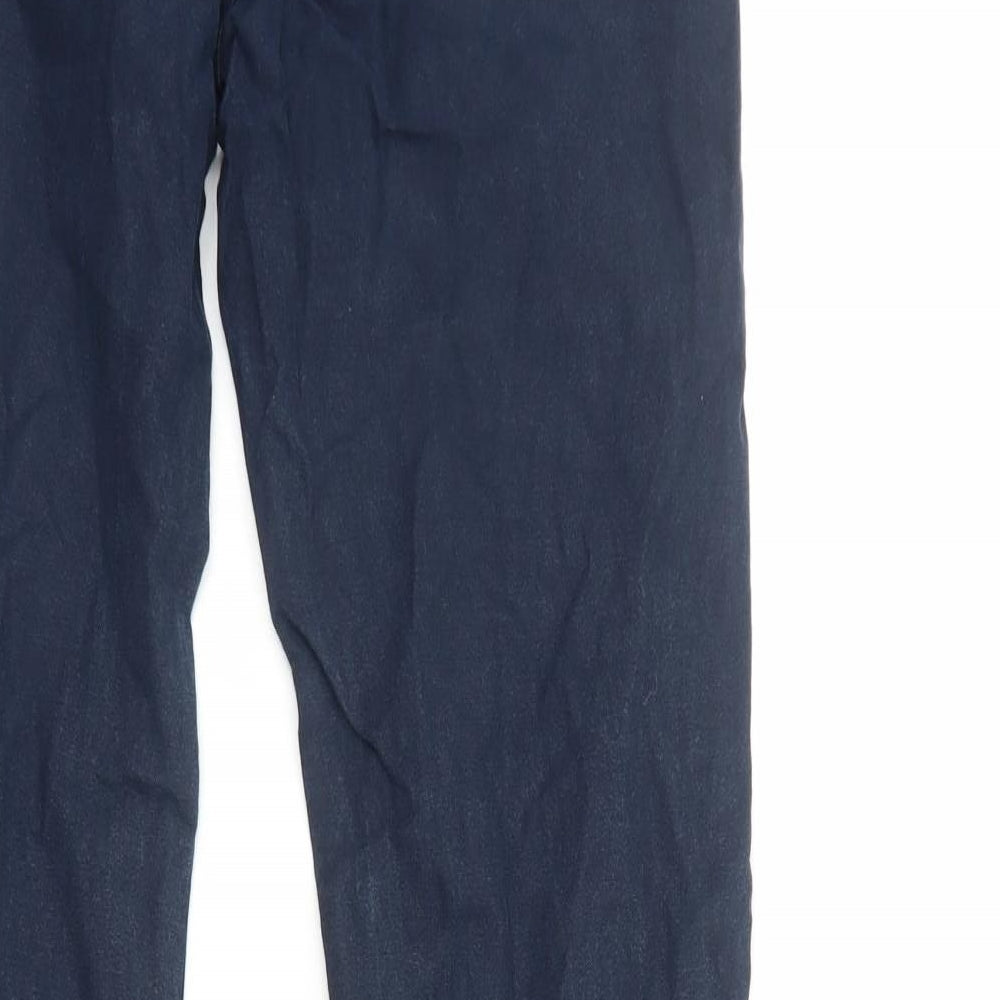 Zara Mens Blue Cotton Trousers Size L Regular Zip