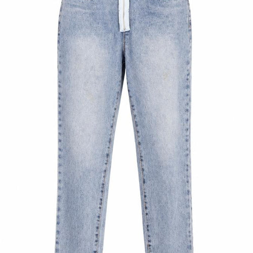 Momokrom Womens Blue Cotton Straight Jeans Size 6 Regular Zip