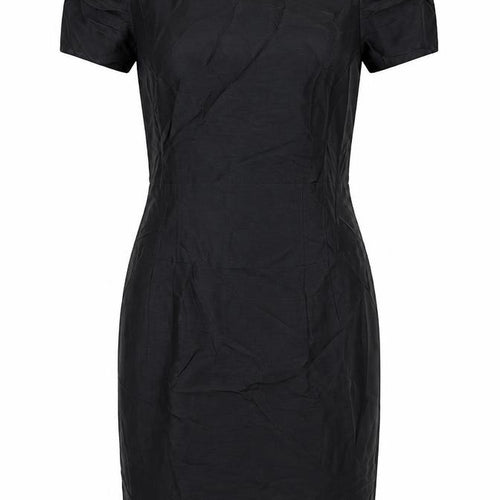 Limited Collection Womens Black Linen Sheath Size 10 Round Neck Zip