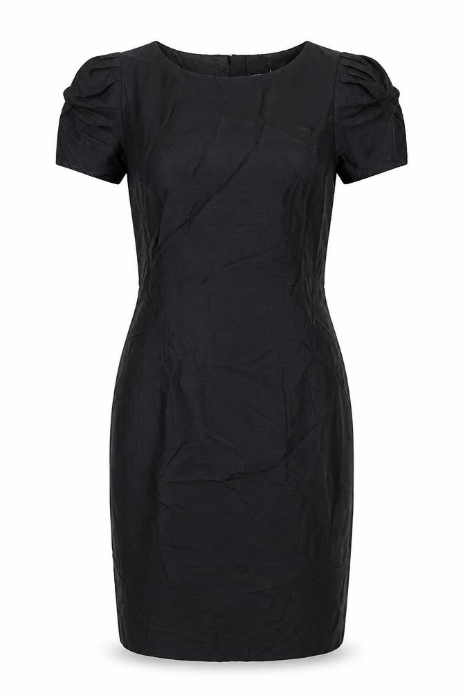 Limited Collection Womens Black Linen Sheath Size 10 Round Neck Zip