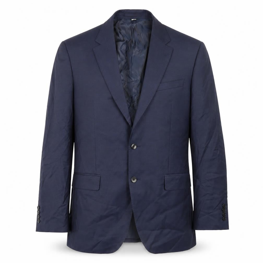 Front view of Marks & Spencer men’s blue wool jacket suit jacket, size 42, regular