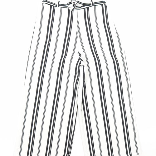 New Look Girls White Striped Cotton Dress Pants Trousers Size 12-13 Years Regular Tie