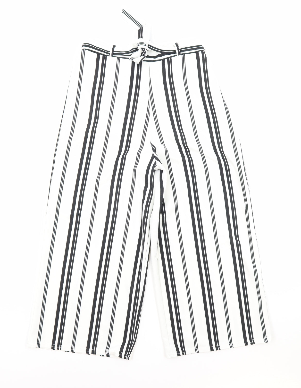 New Look Girls White Striped Cotton Dress Pants Trousers Size 12-13 Years Regular Tie