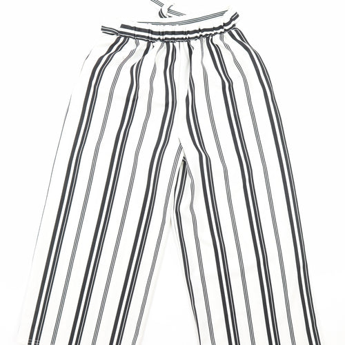 New Look Girls White Striped Cotton Dress Pants Trousers Size 12-13 Years Regular Tie