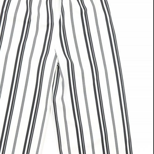 New Look Girls White Striped Cotton Dress Pants Trousers Size 12-13 Years Regular Tie