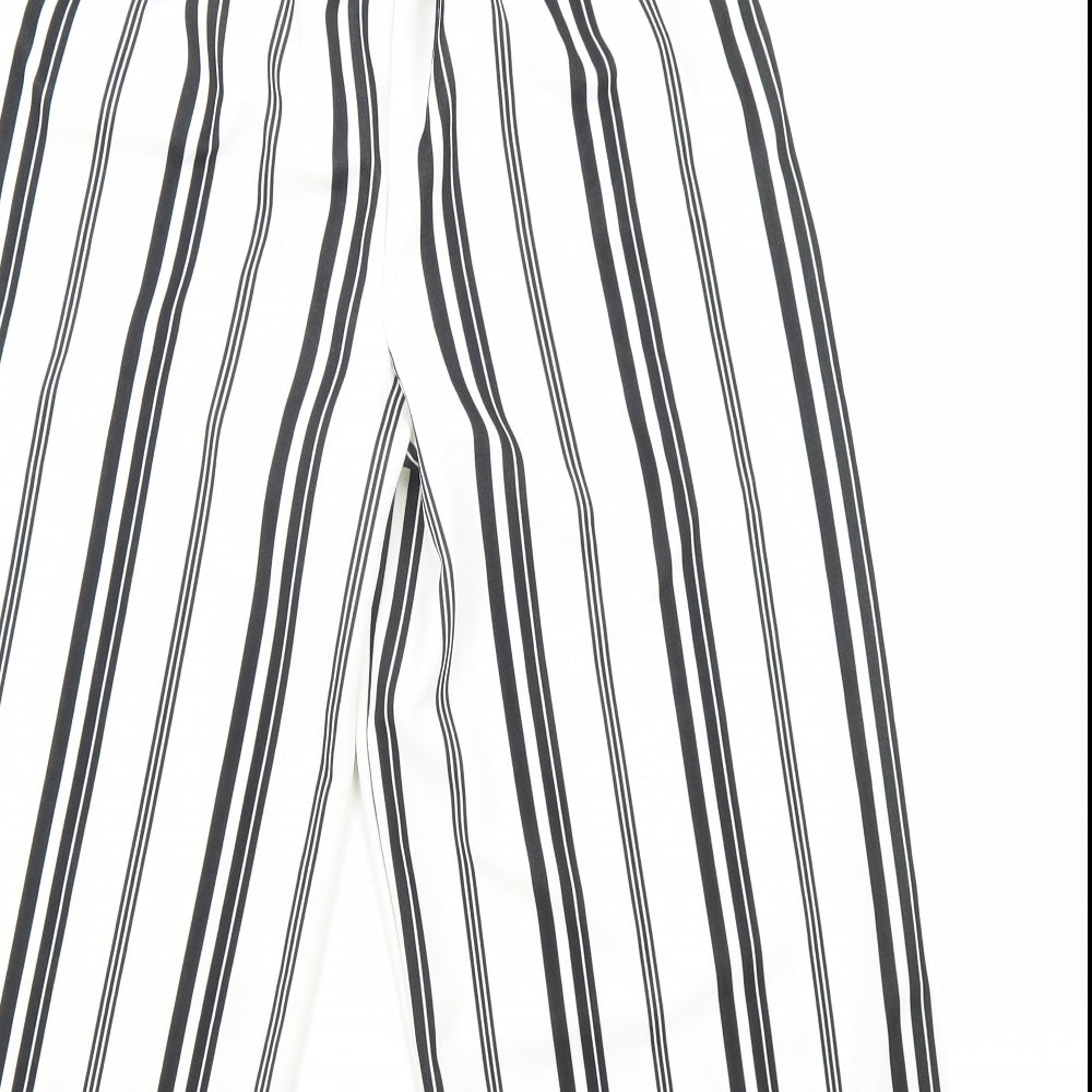 New Look Girls White Striped Cotton Dress Pants Trousers Size 12-13 Years Regular Tie