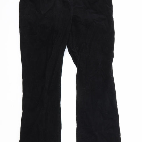 Marks and Spencer Womens Black Cotton Chino Trousers Size 14 Regular Zip