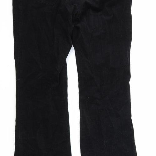 Marks and Spencer Womens Black Cotton Chino Trousers Size 14 Regular Zip
