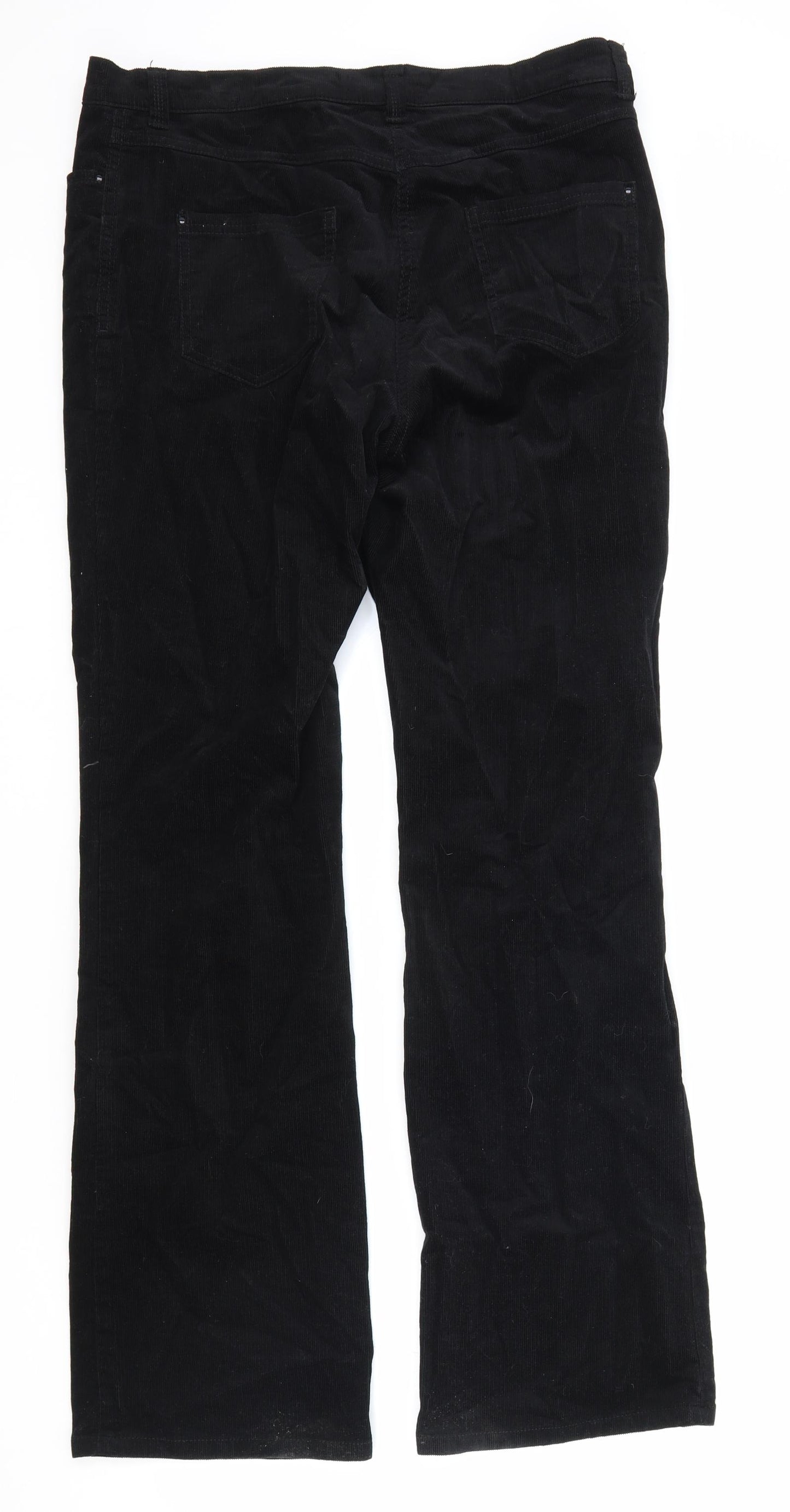 Marks and Spencer Womens Black Cotton Chino Trousers Size 14 Regular Zip