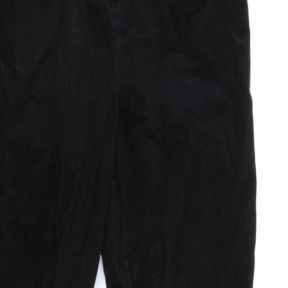 Marks and Spencer Womens Black Cotton Chino Trousers Size 14 Regular Zip