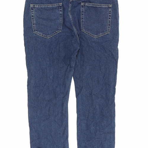 George Mens Blue Cotton Straight Jeans Size 34 in Regular Zip