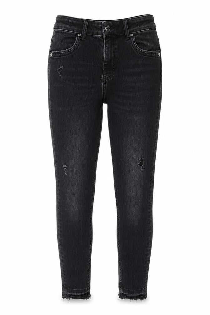 The Mini Ivy Girls Black Cotton Skinny Jeans Size 11-12 Years Regular Zip - Distressed