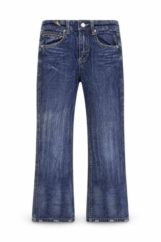 Demo Boys Blue Cotton Bootcut Jeans Size 9 Months Regular Zip