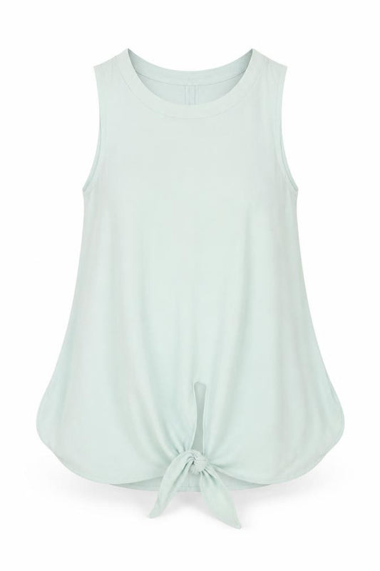 Front view of Coast women’s blue viscose basic tank, size UK 6, round neck