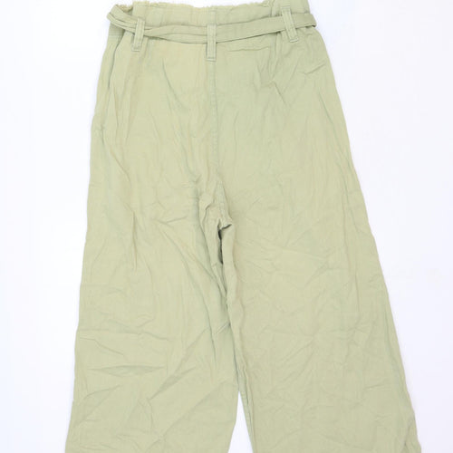 Topshop Womens Green Cotton Wide-Leg Jeans Size 10 Regular Button