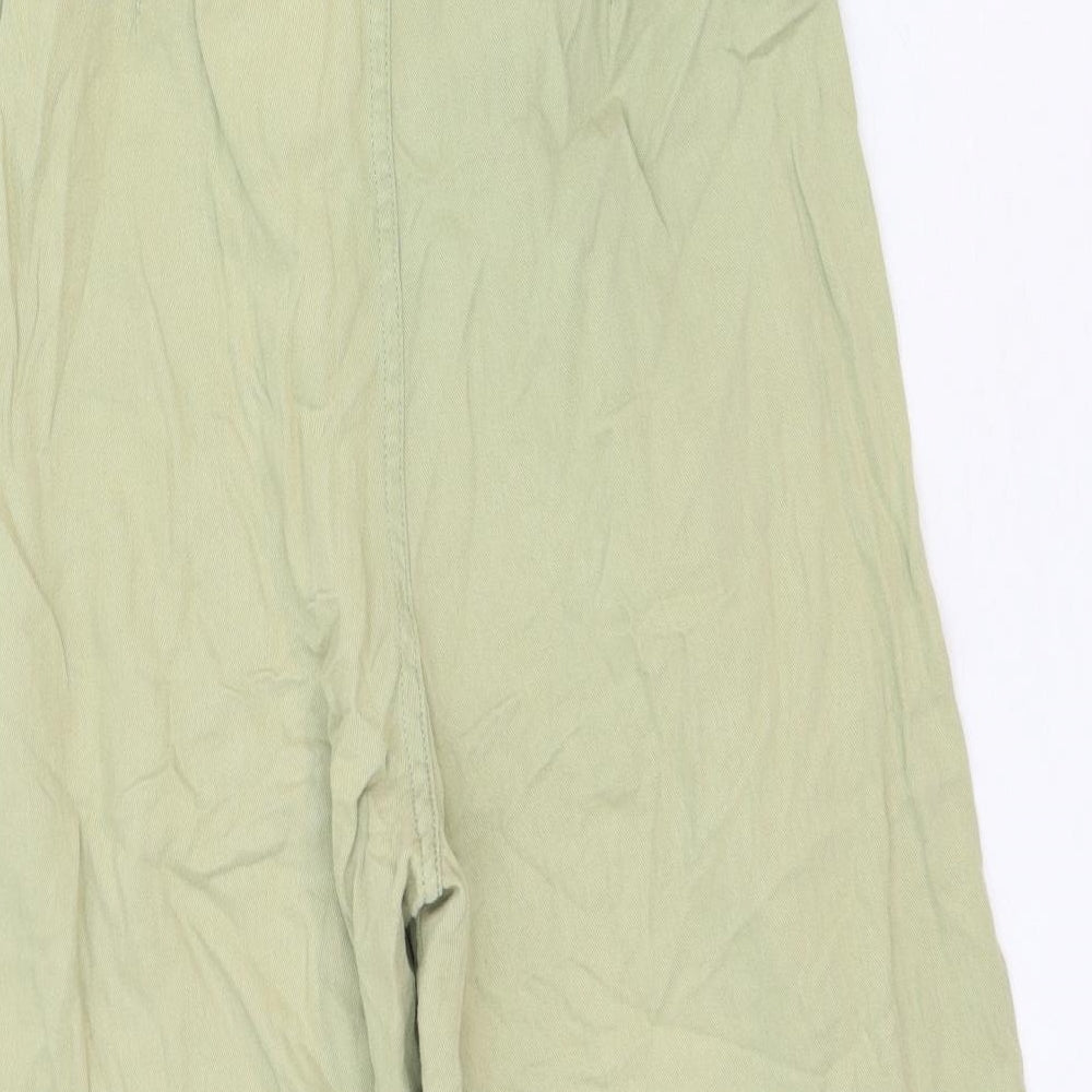 Topshop Womens Green Cotton Wide-Leg Jeans Size 10 Regular Button