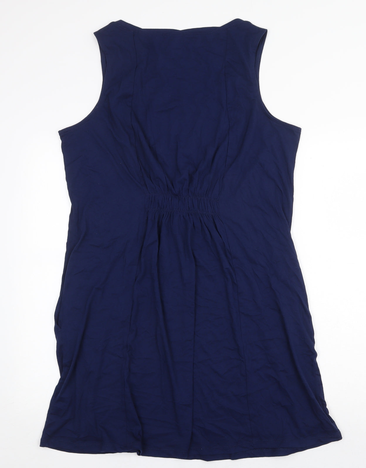 Lands' End Womens Blue 100% Cotton Tank Dress Size L Round Neck Pullover