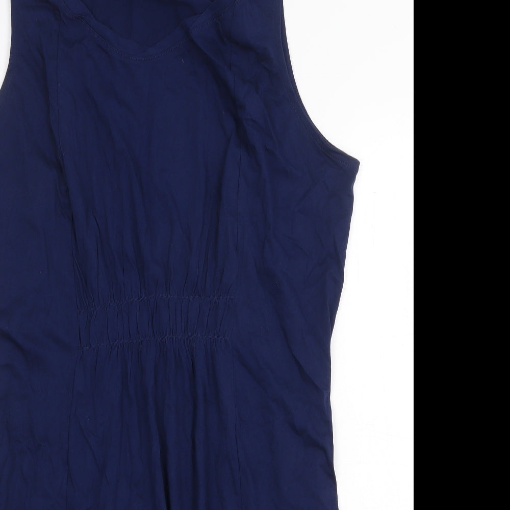 Lands' End Womens Blue 100% Cotton Tank Dress Size L Round Neck Pullover
