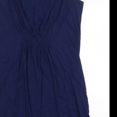 Lands' End Womens Blue 100% Cotton Tank Dress Size L Round Neck Pullover
