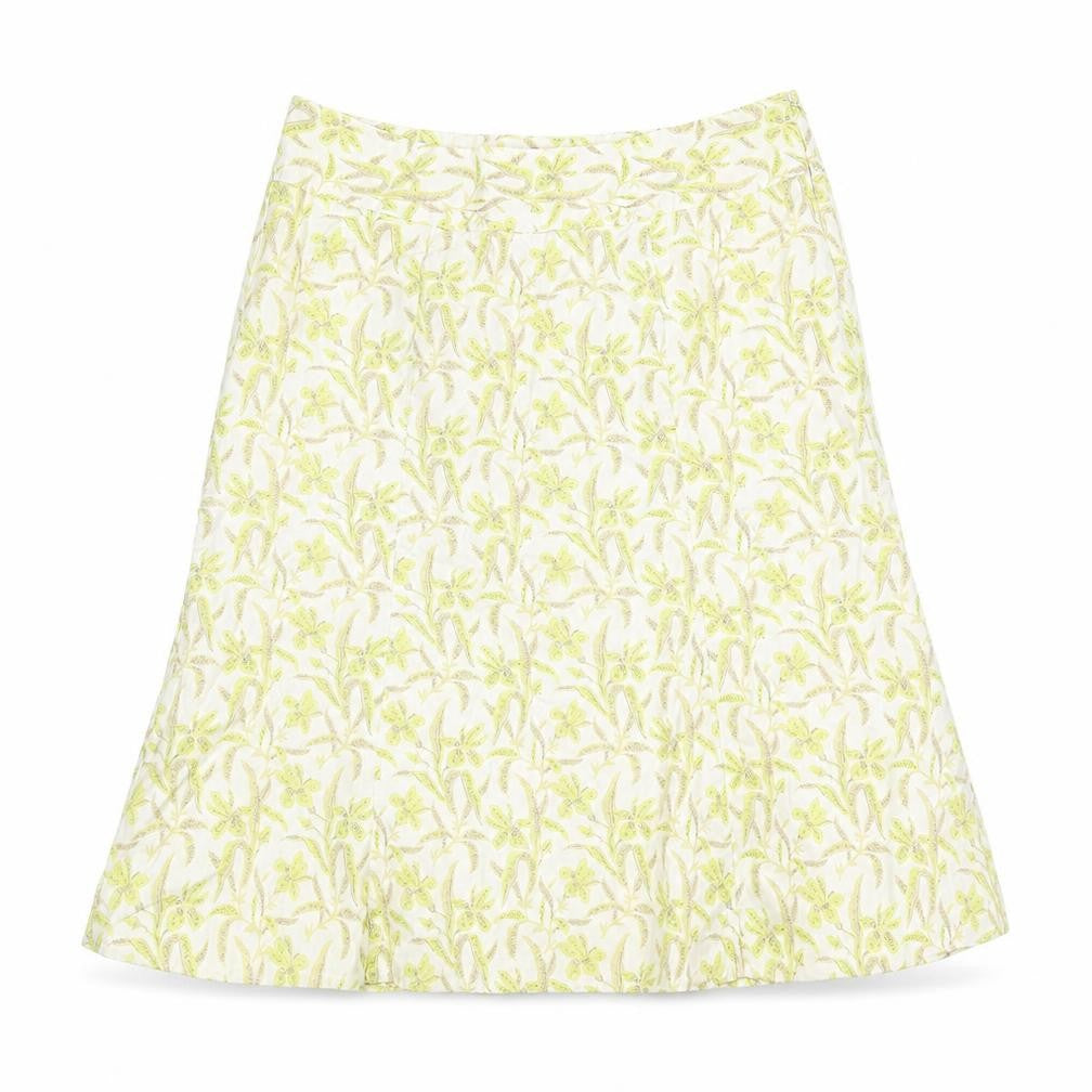 Gap Womens Yellow Floral Cotton Swing Skirt Size 8 Zip