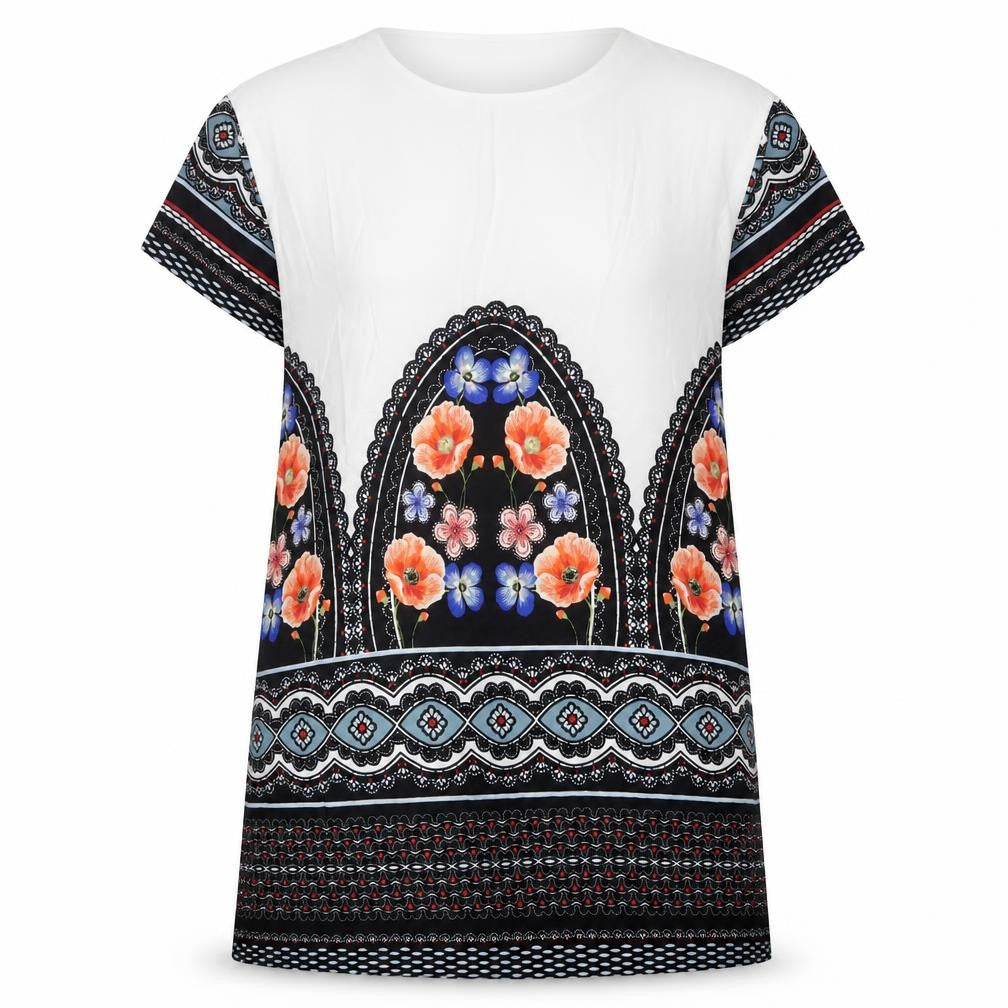 JUNAROSE Womens Multicoloured Geometric Polyester Shift Size 20 Round Neck Pullover