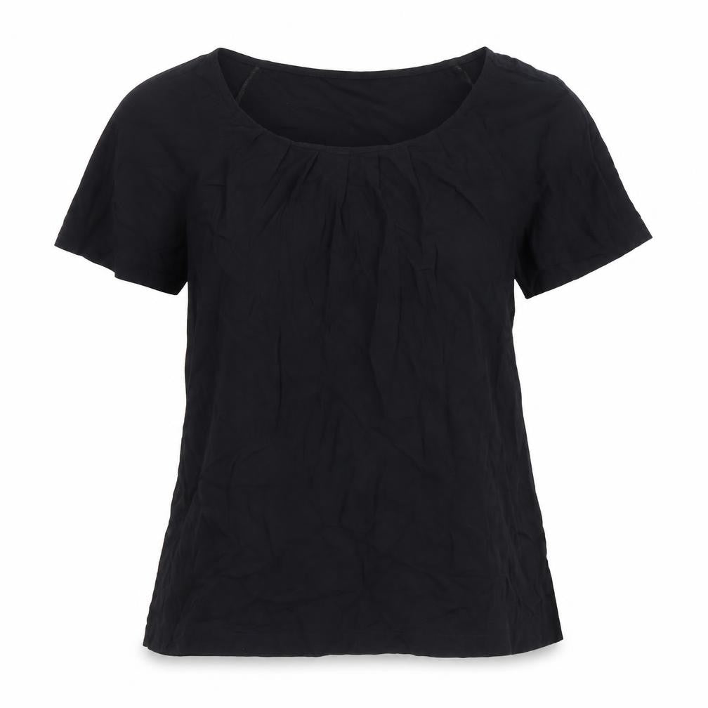 Front view of Wallis women’s black viscose basic t-shirt, size S, round neck