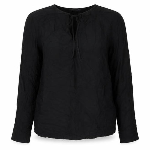Marks and Spencer Womens Black Camel Basic Blouse Size 10 Boat Neck - Tie Neck Detail