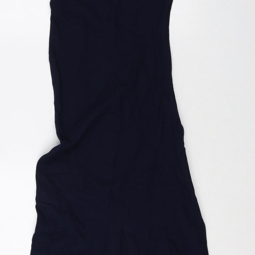Zara Womens Blue Wool T-Shirt Dress Size XS Round Neck Zip