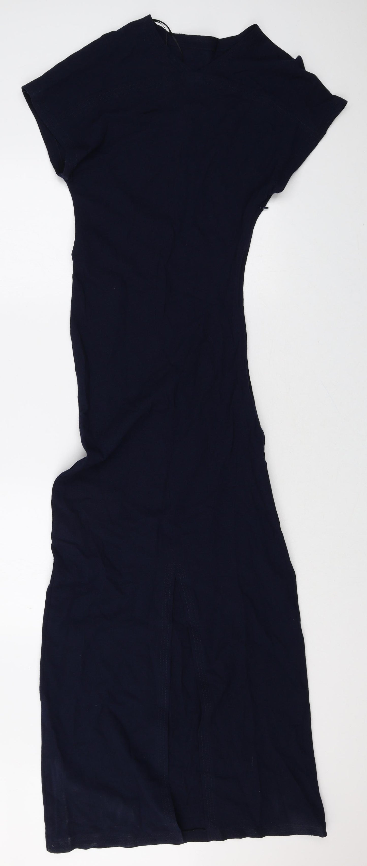 Zara Womens Blue Wool T-Shirt Dress Size XS Round Neck Zip