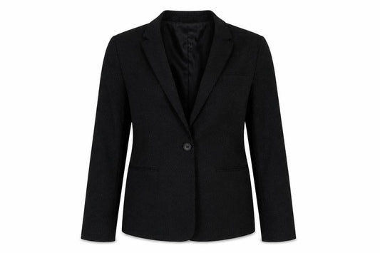 Front view of Next women’s beige geometric polyester jacket blazer, size UK 10