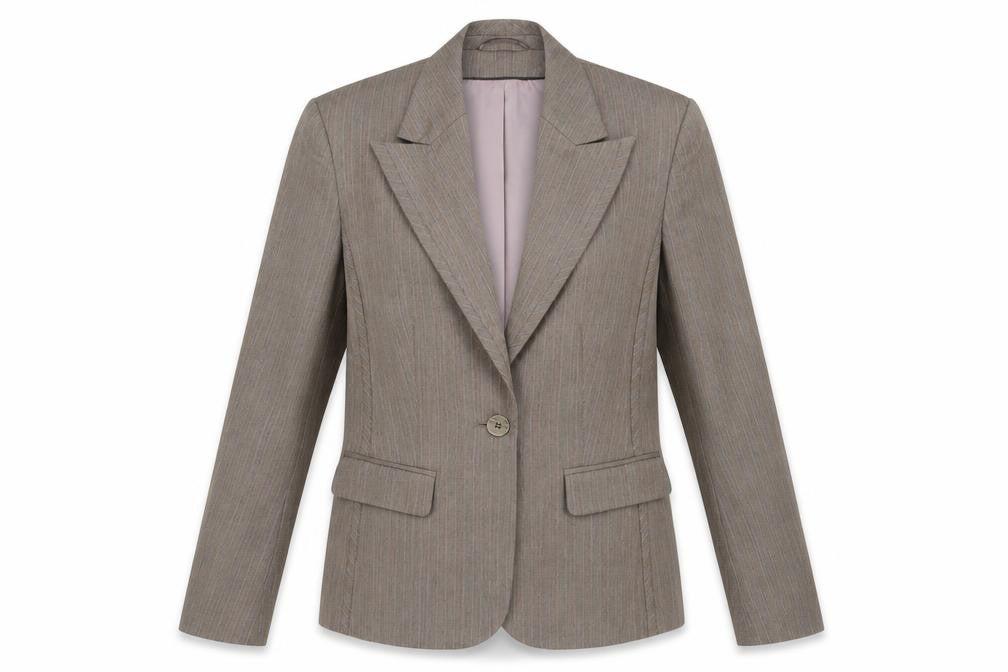 Autonomy Womens Brown Striped Polyester Jacket Blazer Size 10