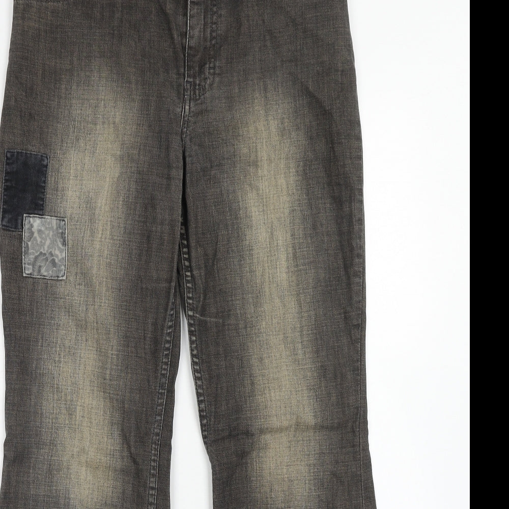 Marks and Spencer Womens Brown Cotton Bootcut Jeans Size 10 Regular Zip - Patchwork