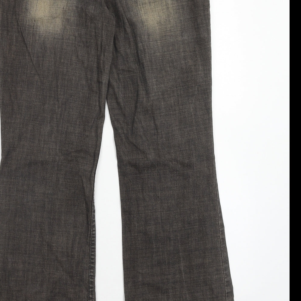 Marks and Spencer Womens Brown Cotton Bootcut Jeans Size 10 Regular Zip - Patchwork