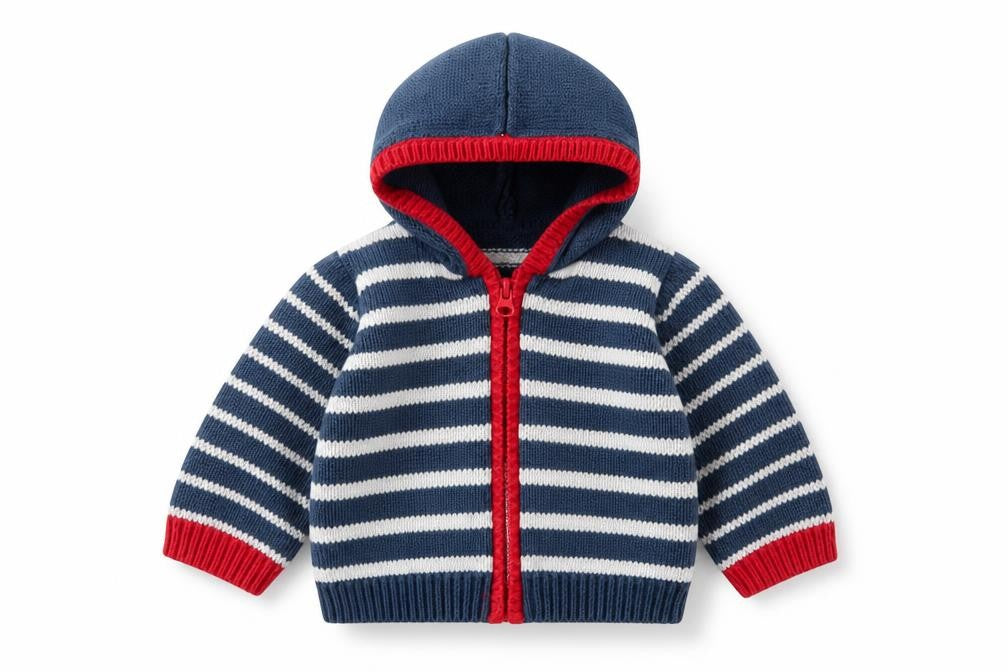 Mothercare Boys Blue Striped Polyester Full Zip Jumper Size 0-3 Months Zip