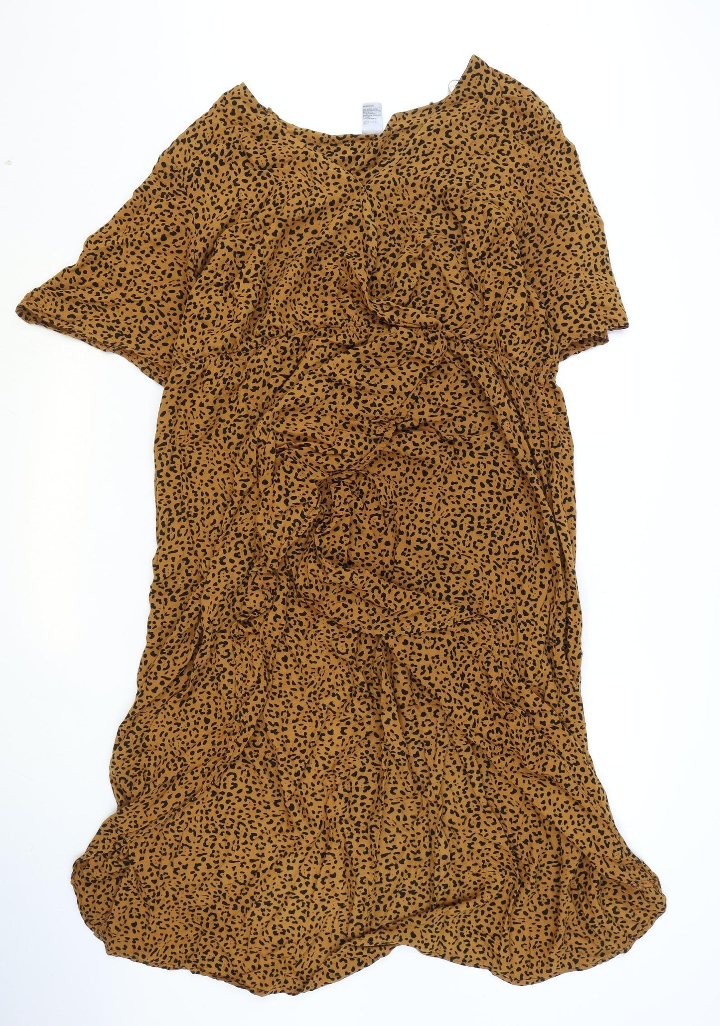 Anko Womens Orange Animal Print Viscose A-Line Size 20 Round Neck Snap - Leopard Print