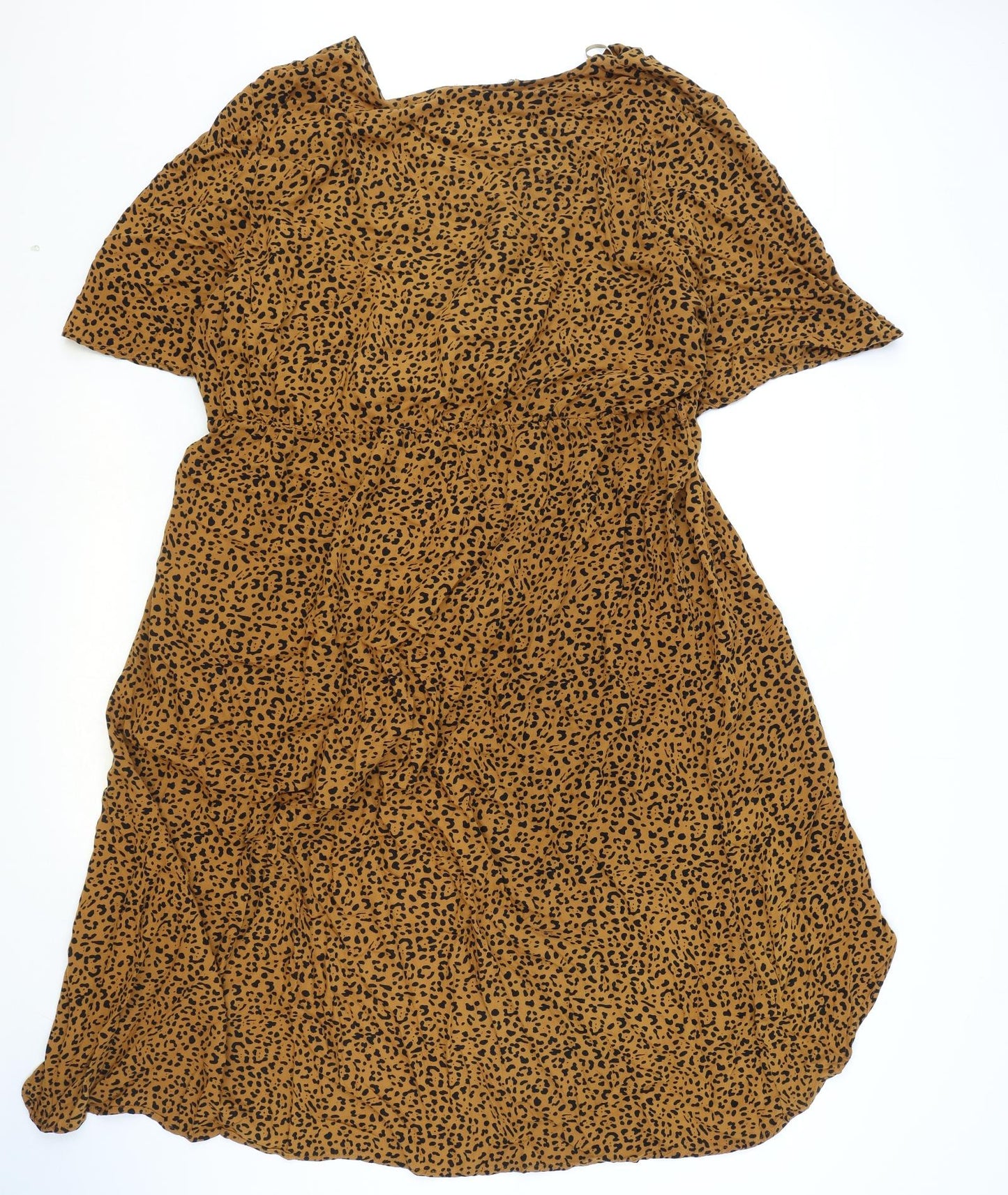 Anko Womens Orange Animal Print Viscose A-Line Size 20 Round Neck Snap - Leopard Print