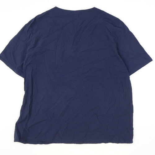 Oyamiki Womens Blue Cotton Basic T-Shirt Size 3XL Round Neck