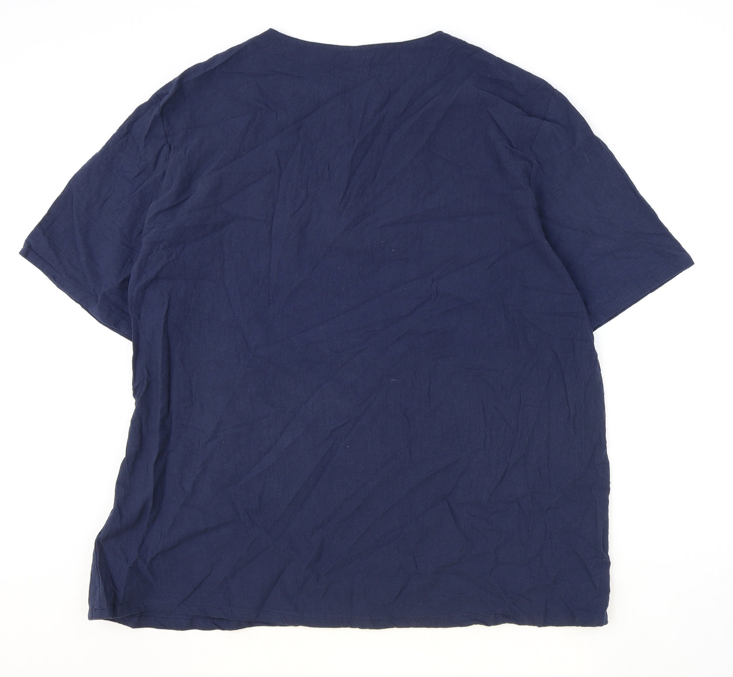 Oyamiki Womens Blue Cotton Basic T-Shirt Size 3XL Round Neck