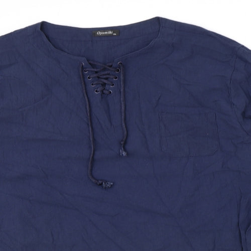 Oyamiki Womens Blue Cotton Basic T-Shirt Size 3XL Round Neck